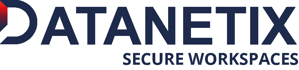 Das Datanetix-Logo in dunklem Blau, kombiniert mit dem Claim ‚Secure Workspace‘ in moderner Schrift, symbolisiert sichere und zuverlässige IT-Arbeitsumgebungen